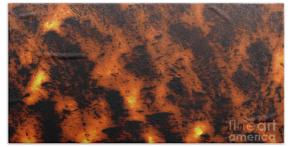 Digital Abstract Beach Towel featuring the digital art Fire on the Mountain by Tim Richards
