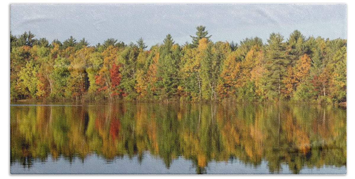 Fall Beach Towel featuring the photograph Firefly Lake Reflection #2 by Paul Schultz