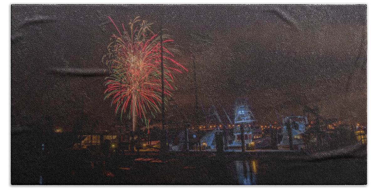 Fireworks Beach Sheet featuring the photograph Fireworks, 2018 by Dorothy Cunningham