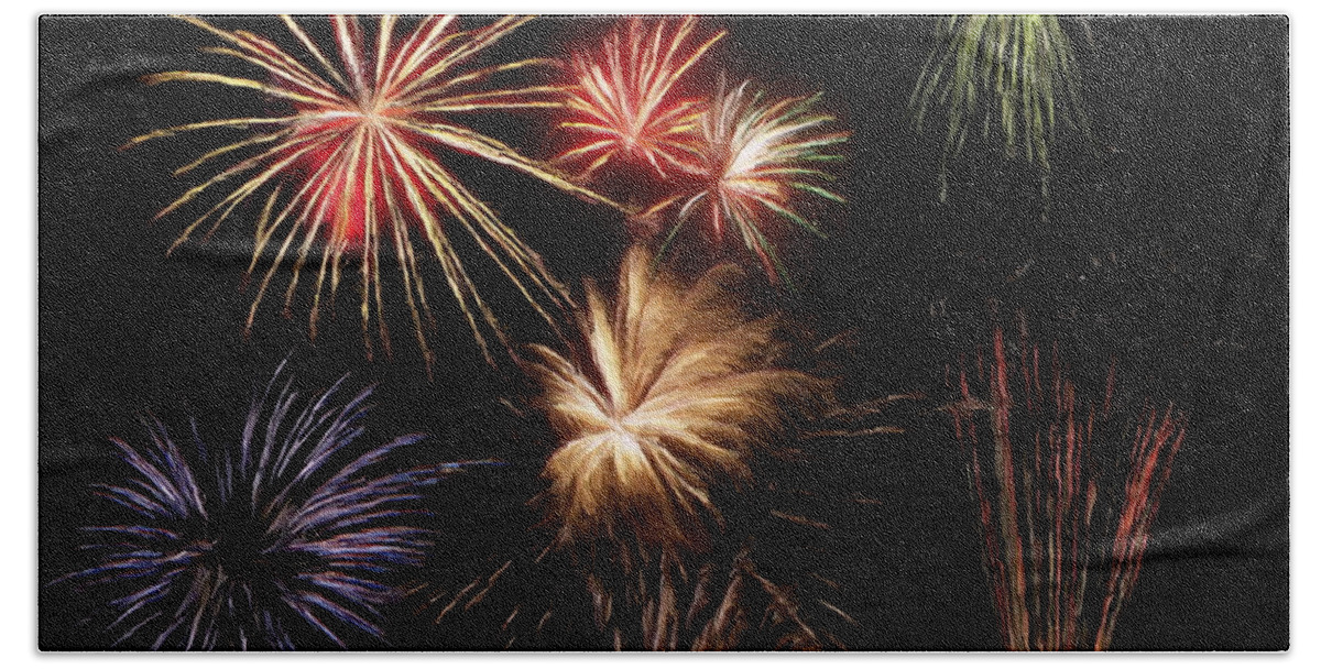 Fireworks Beach Sheet featuring the painting Fireworks by Jeffrey Kolker