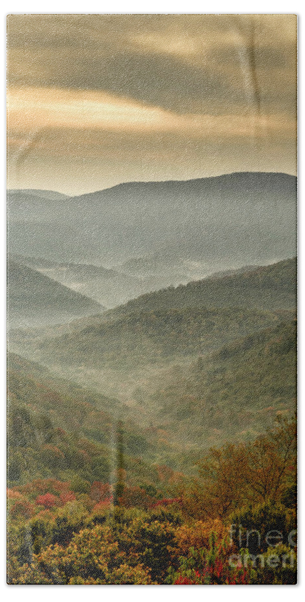 Sunrise Beach Towel featuring the photograph First Day of Fall Highlands by Thomas R Fletcher