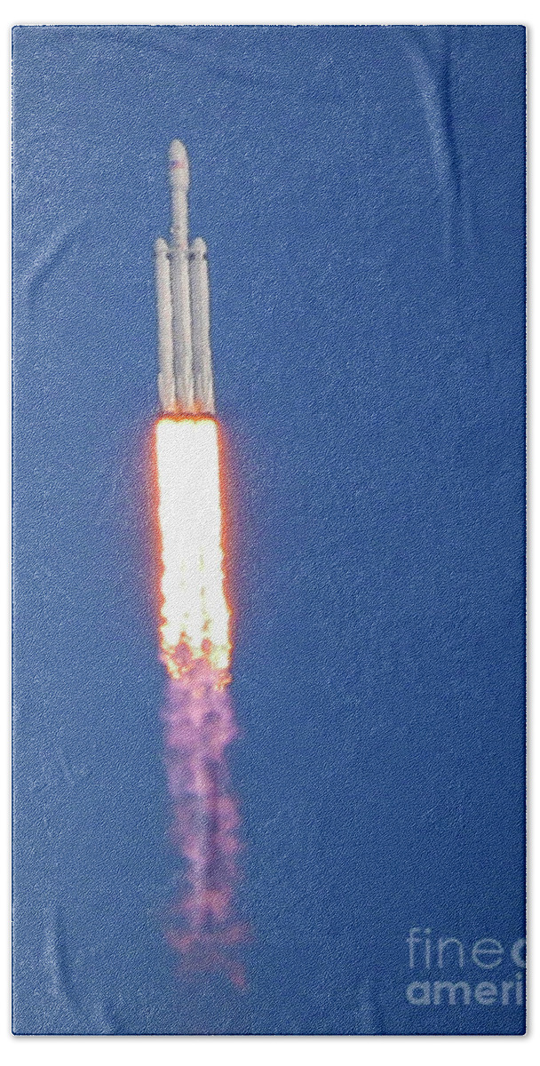 Rocket Beach Sheet featuring the photograph First Launch by Tom Claud