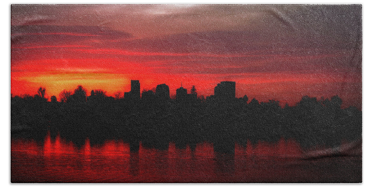 Denver Beach Towel featuring the photograph First Light in Denver by Kevin Schwalbe