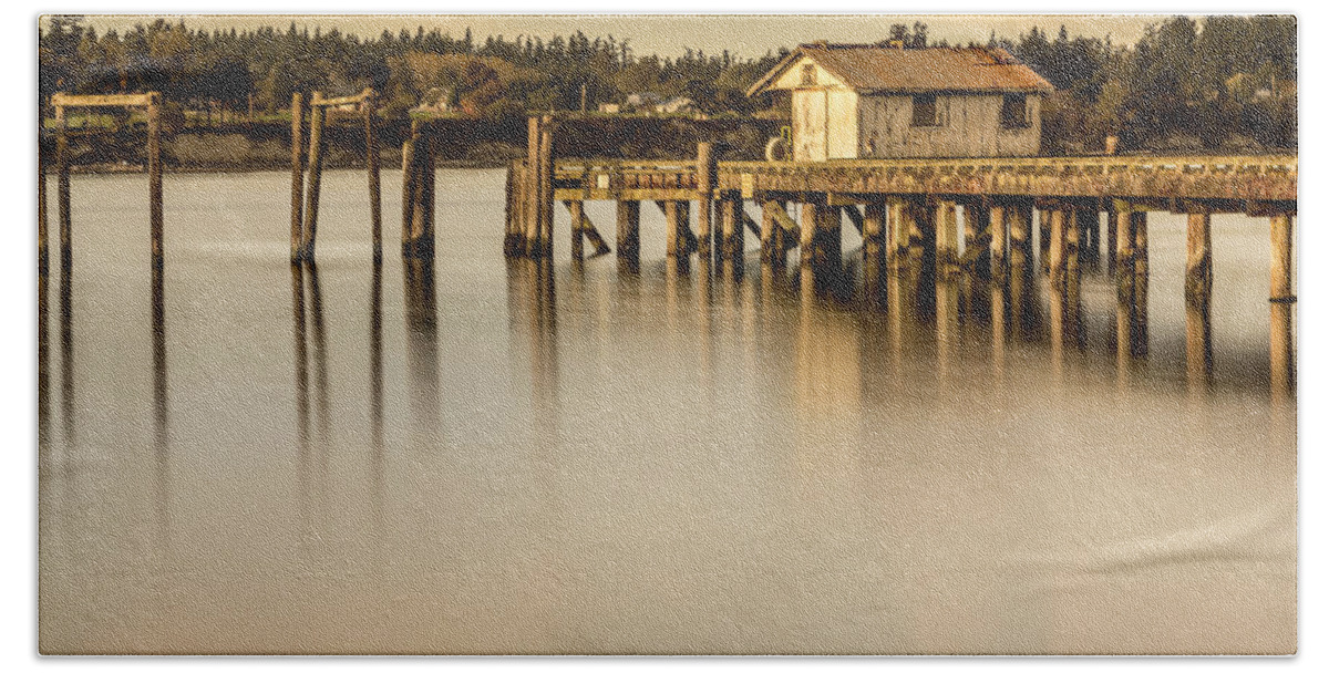 Dock Beach Sheet featuring the photograph Fishermen Fuel Dock by Tony Locke