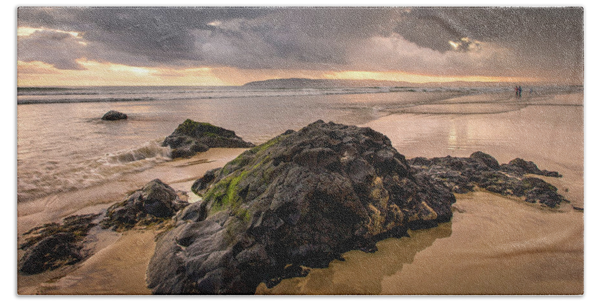 Ireland Beach Towel featuring the photograph Fishing at Sunset by Nigel R Bell
