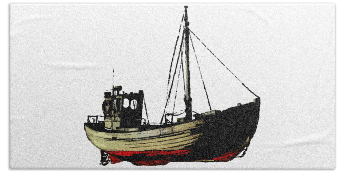 Fishing Beach Towel featuring the digital art Fishing Boat by Piotr Dulski