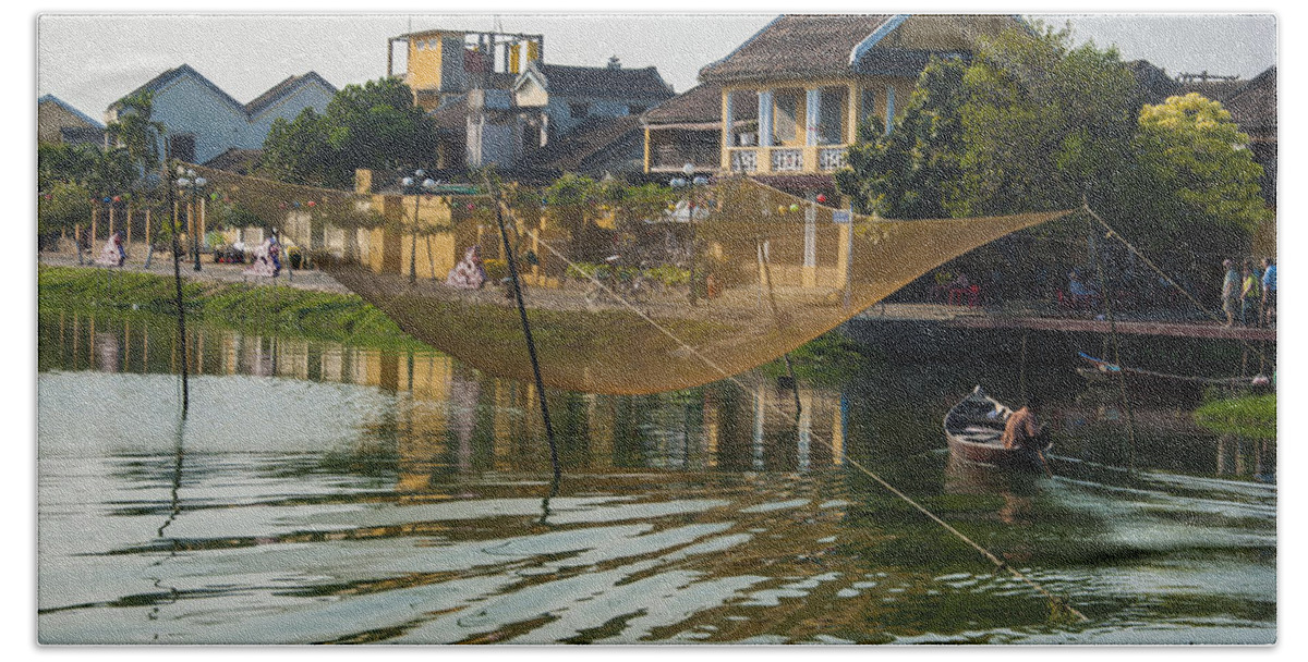 Fishing Net In Vietnam Beach Towel featuring the photograph Fishing Net in Vietnam by Rob Hemphill