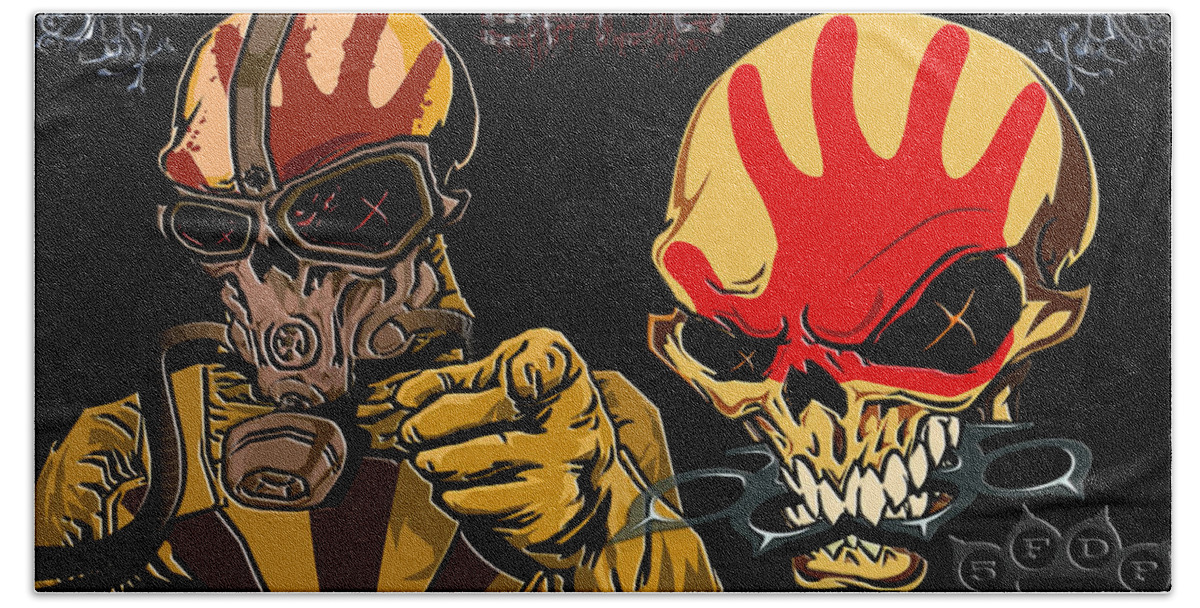 Five Finger Death Punch Beach Towel featuring the digital art Five Finger Death Punch by Maye Loeser