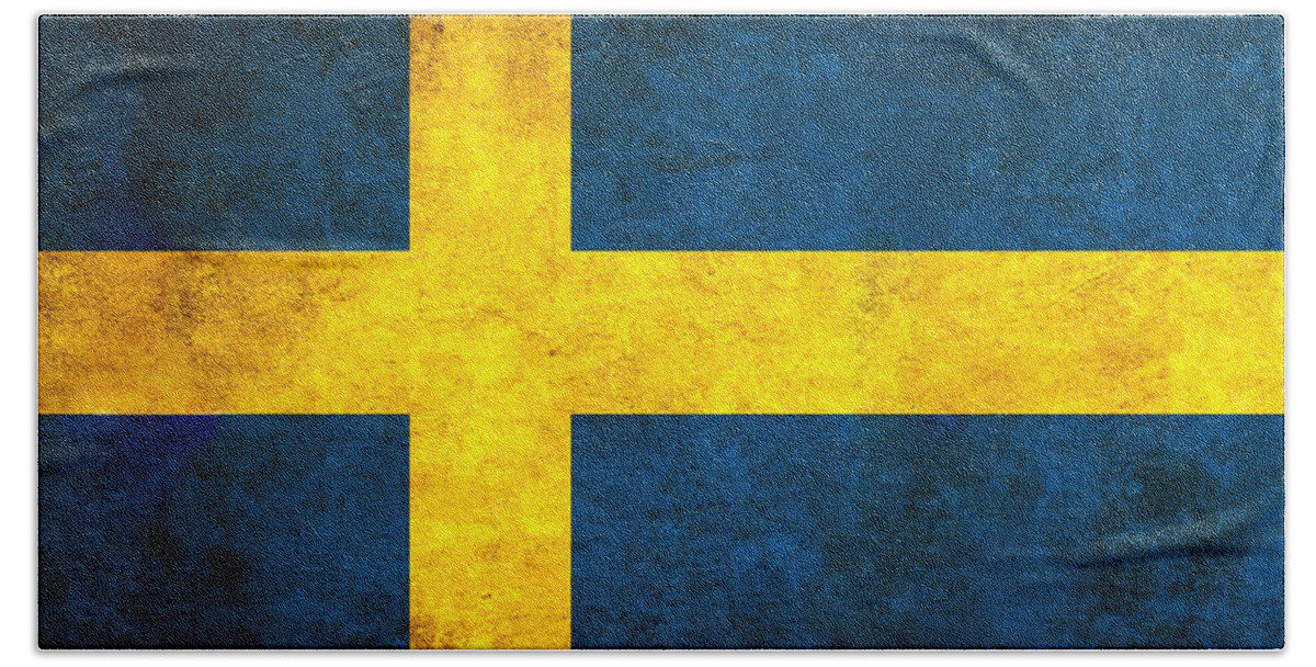Flag Of Sweden Beach Towel featuring the digital art Flag Of Sweden by Super Lovely