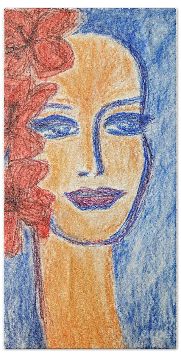 Portrait Beach Towel featuring the painting Flamenco Nights - Alicia by Lara Azurra