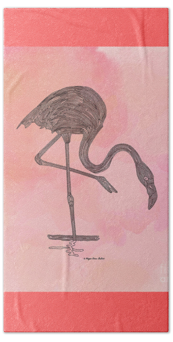 Bird Beach Towel featuring the digital art Flamingo4 by Megan Dirsa-DuBois