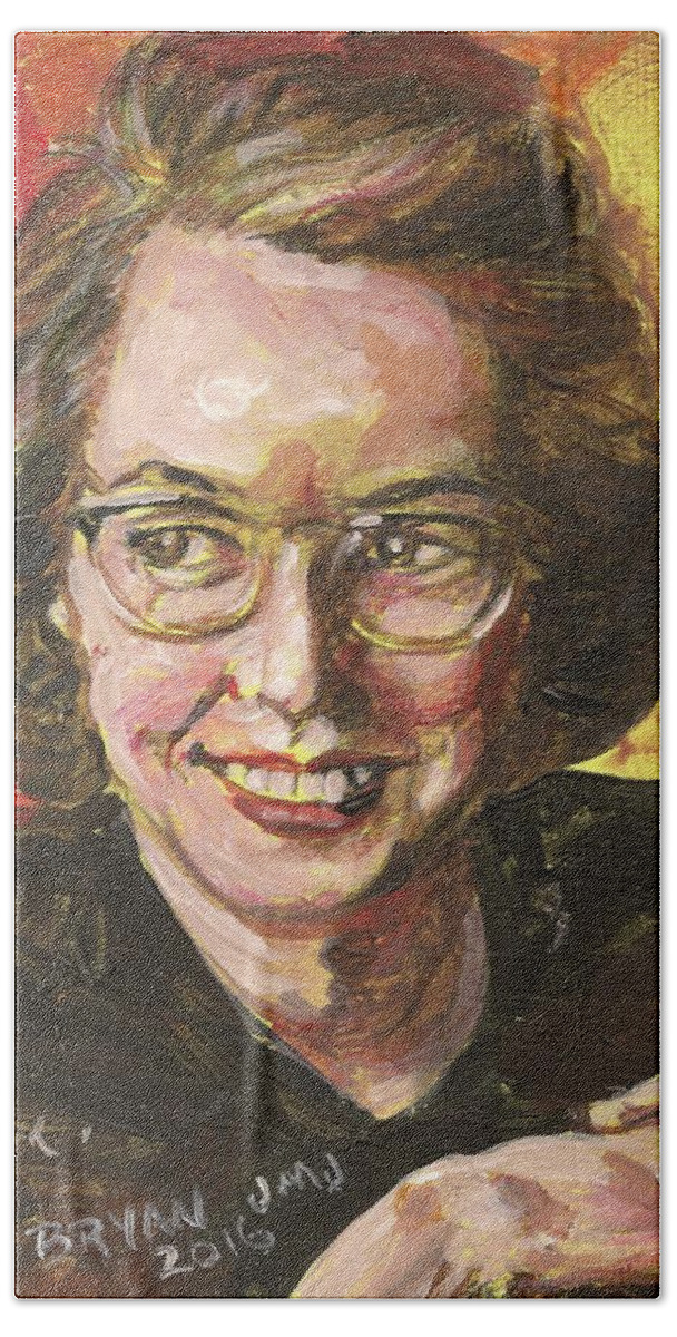 Catholic Beach Towel featuring the painting Flannery O'Connor by Bryan Bustard