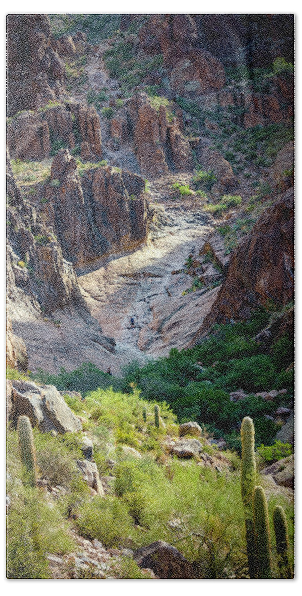 Arizona Beach Sheet featuring the photograph Flat Iron Waterfall Basin by Sandra Parlow