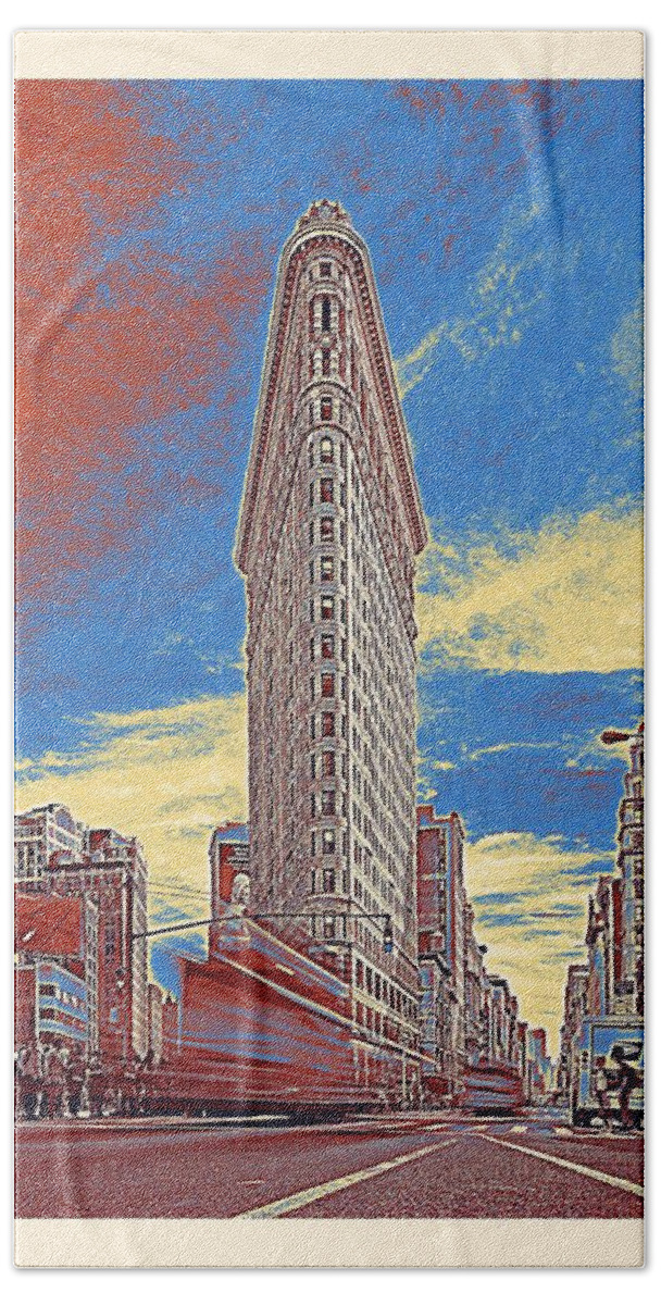 City Beach Towel featuring the painting Flatiron Building, New York, United States 2b by Celestial Images
