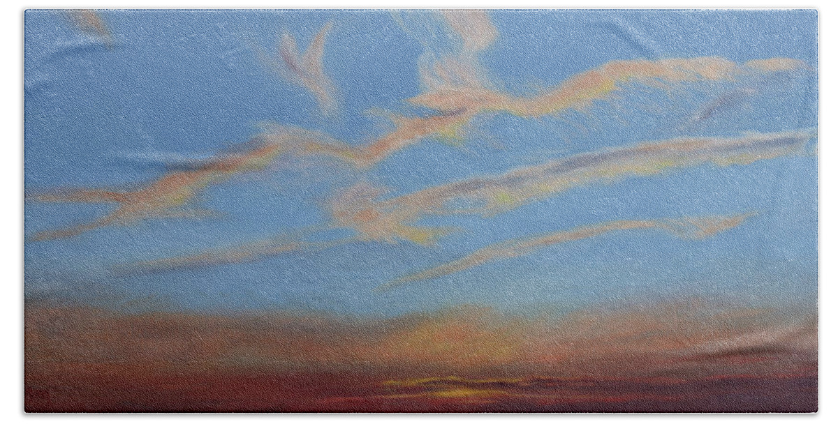 Clouds; Flight; Contemplation; Spirit Beach Towel featuring the painting Flight by Marg Wolf