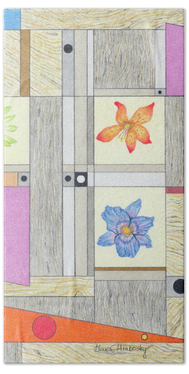 Colored Pencil Beach Towel featuring the drawing Flora in the Woods by Diana Hrabosky