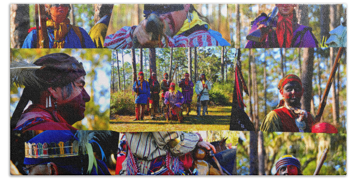 Seminole Warriors Beach Sheet featuring the photograph Florida Seminole Indian warriors circa 1800s by David Lee Thompson