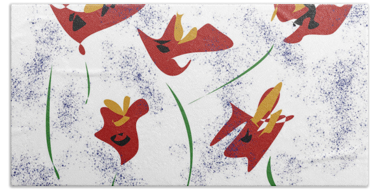 Postmodernism Beach Towel featuring the digital art Flowers in the Wind by David Bridburg