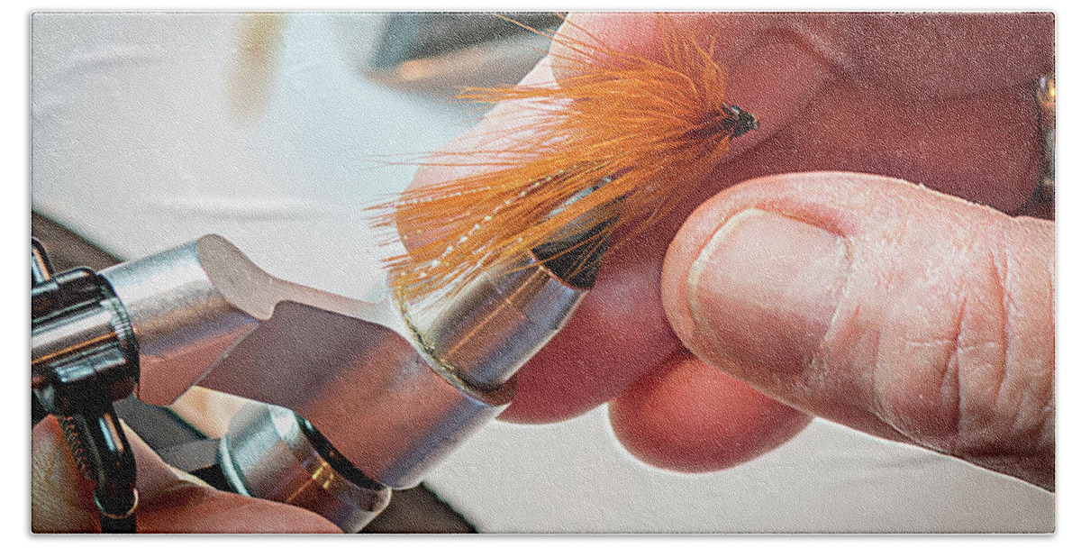 Deena Beach Sheet featuring the photograph Fly Tying Hands by Phil And Karen Rispin