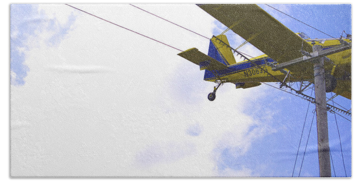Airplane Beach Towel featuring the photograph Flying by Wire 5 of 6 by Norma Brock