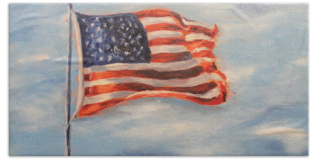 Flag Beach Towel featuring the painting Flying Colors by Daniel W Green