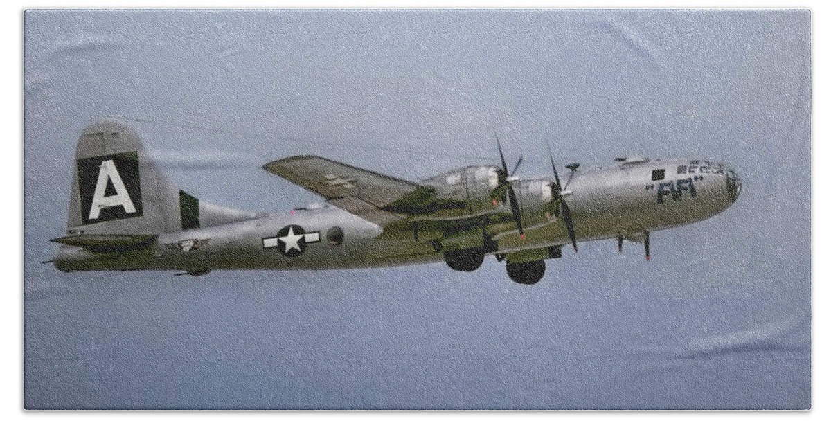 B-29 Beach Towel featuring the photograph Flying Superfortress by Pat Cook