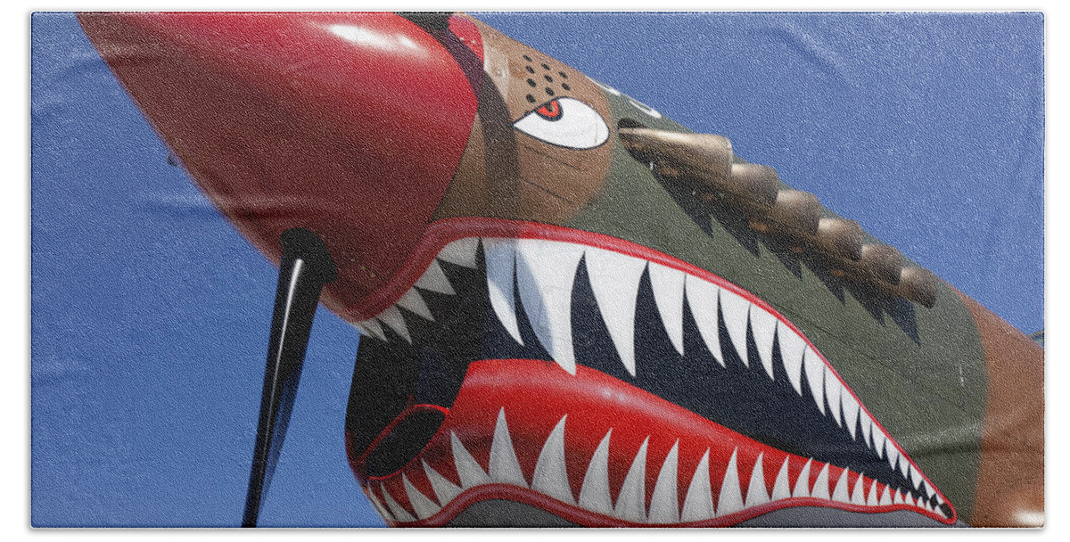 P-40 Beach Towel featuring the photograph Flying tiger plane by Garry Gay