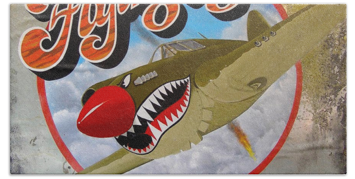 Ww2 Beach Towel featuring the painting Flying Tigers by Alan Johnson