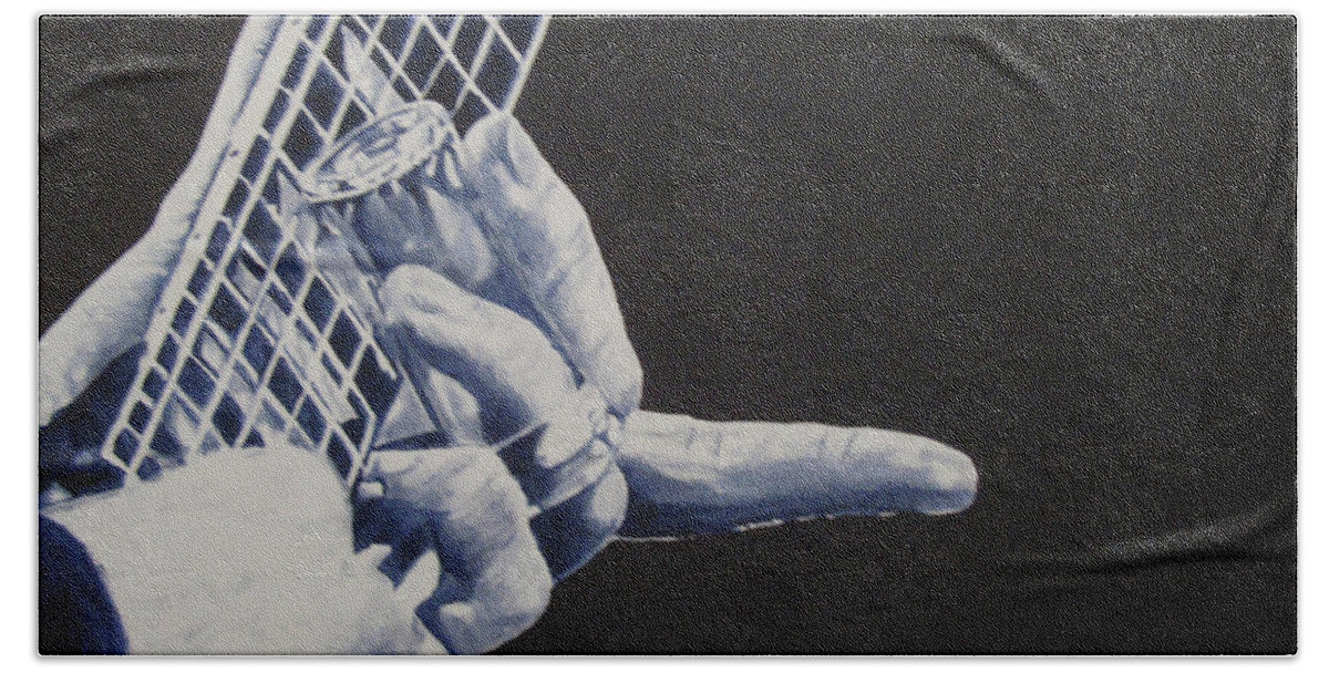 Derek Trucks Fingers Beach Towel featuring the painting Fn Blues by Stuart Engel