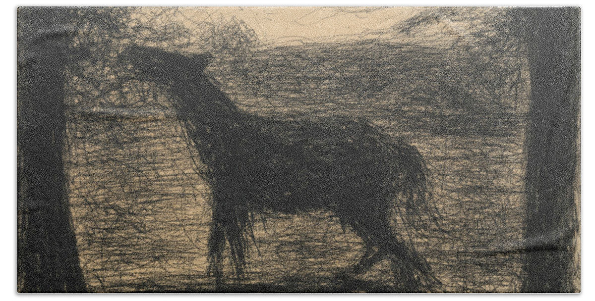 19th Century Art Beach Towel featuring the drawing Foal by Georges-Pierre Seurat