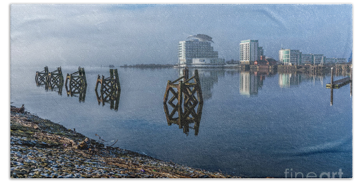 Cardiff Bay Beach Towel featuring the photograph Fog In The Bay 1 by Steve Purnell