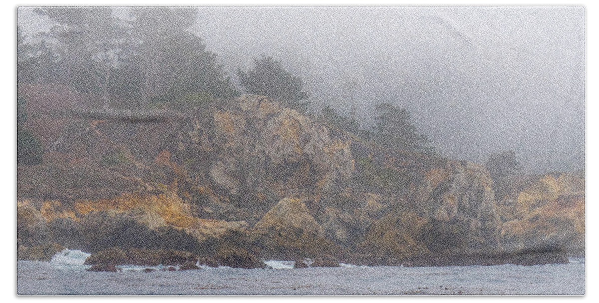Fog Beach Towel featuring the photograph Foggy Day at Point Lobos by Derek Dean