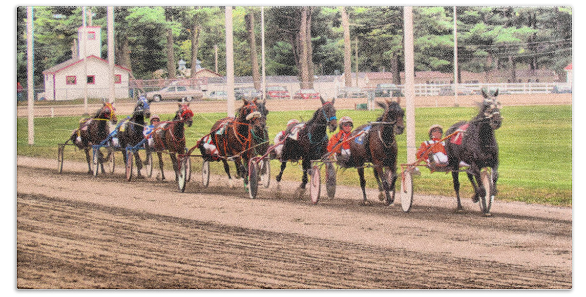 Harness Racing Beach Towel featuring the photograph Follow The Leader by Elizabeth Dow