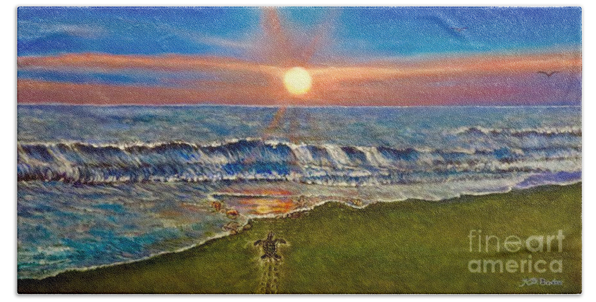 Mexico City Beach Beach Towel featuring the painting Follow the One True Light by Kimberlee Baxter
