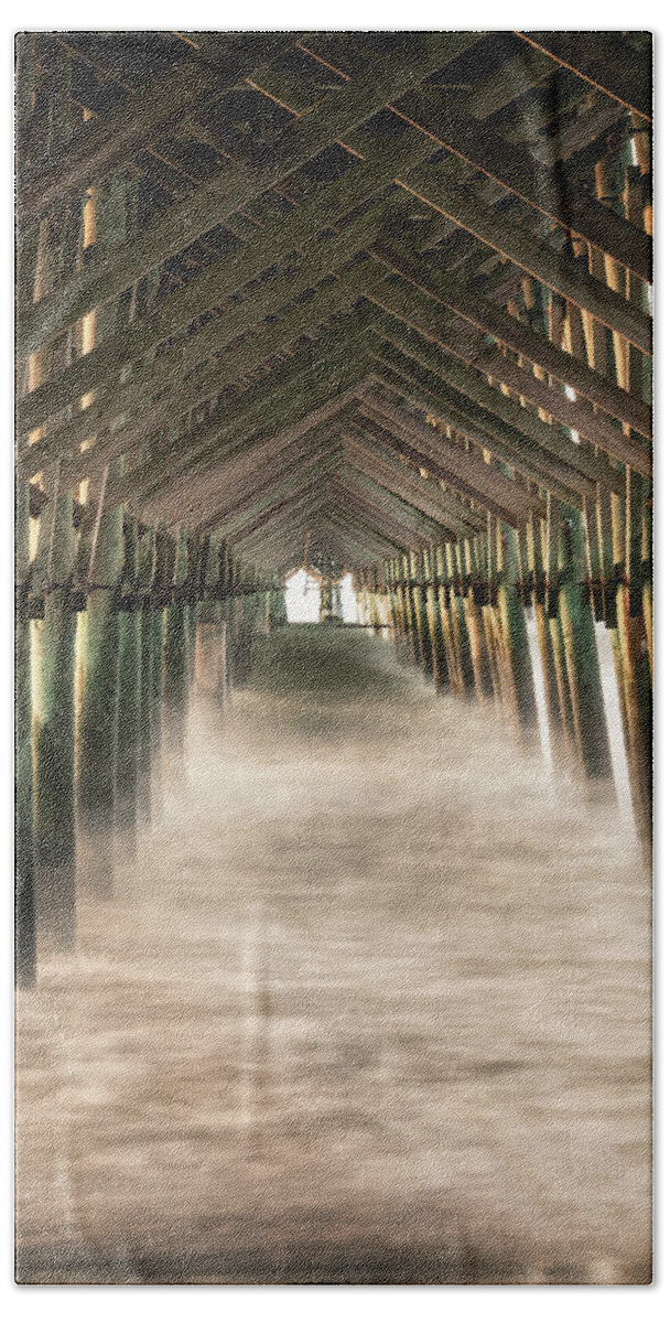 Abstract Beach Towel featuring the photograph Folly Beach Pier Charleston by Alex Mironyuk