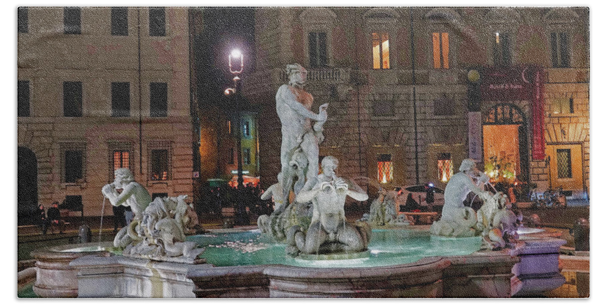 Fontana Del Moro Beach Towel featuring the photograph Fontana del Moro At The Piazza Navona In Rome Italy by Rick Rosenshein