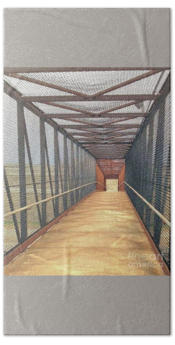 Bridge Beach Sheet featuring the photograph Foot Bridge Over Tracks by Janette Boyd