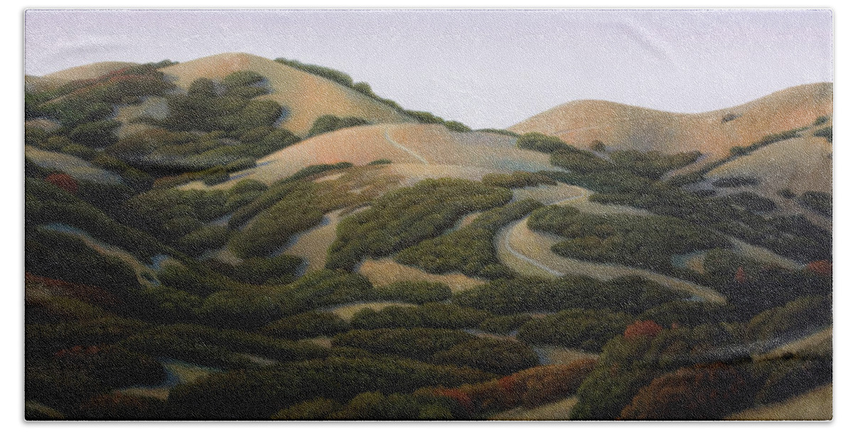 Salt Lake City Beach Towel featuring the painting Foothills by Chris Miles