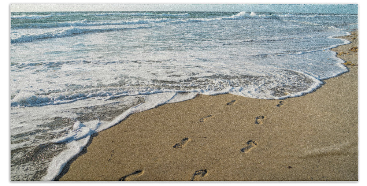 Florida Beach Towel featuring the photograph Footprints in the Sand Delray Beach Florida by Lawrence S Richardson Jr