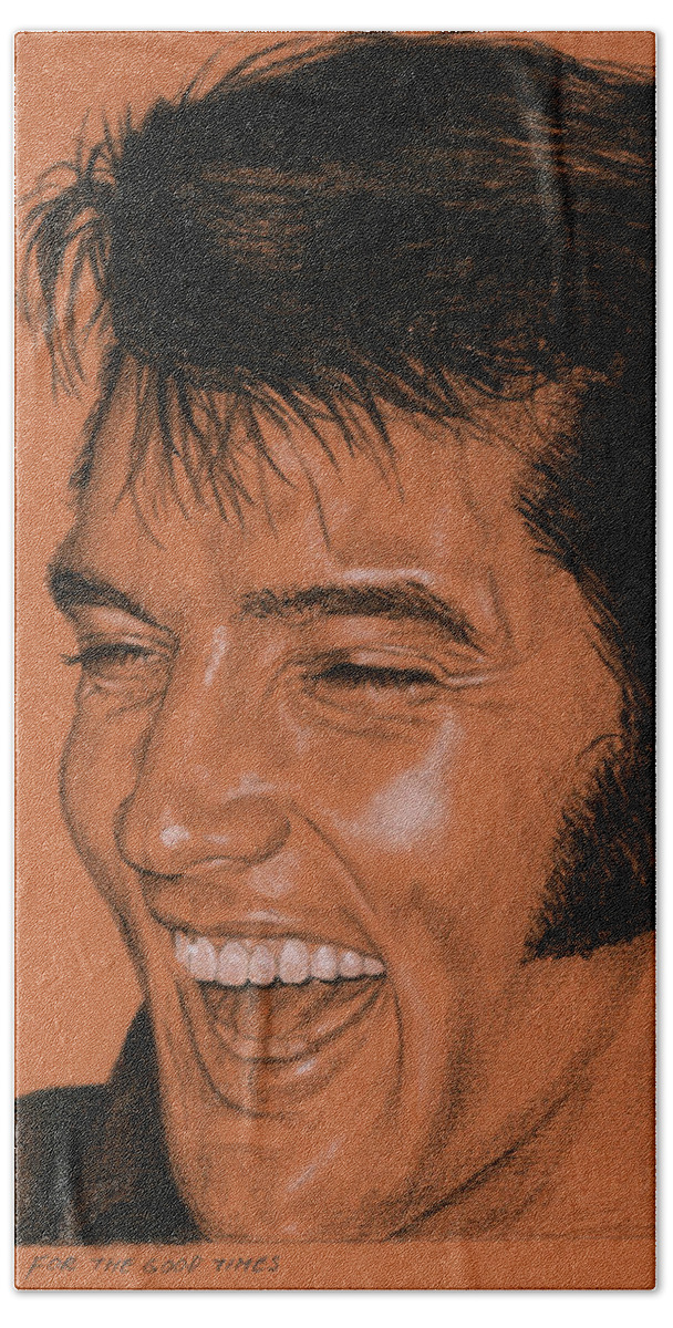 Elvis Beach Towel featuring the drawing For the good times by Rob De Vries