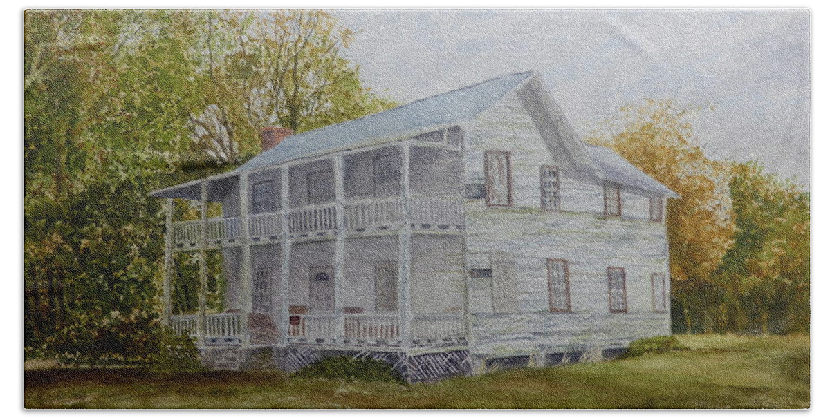 Old Houses Beach Sheet featuring the painting Forgotten by Time by Joel Deutsch