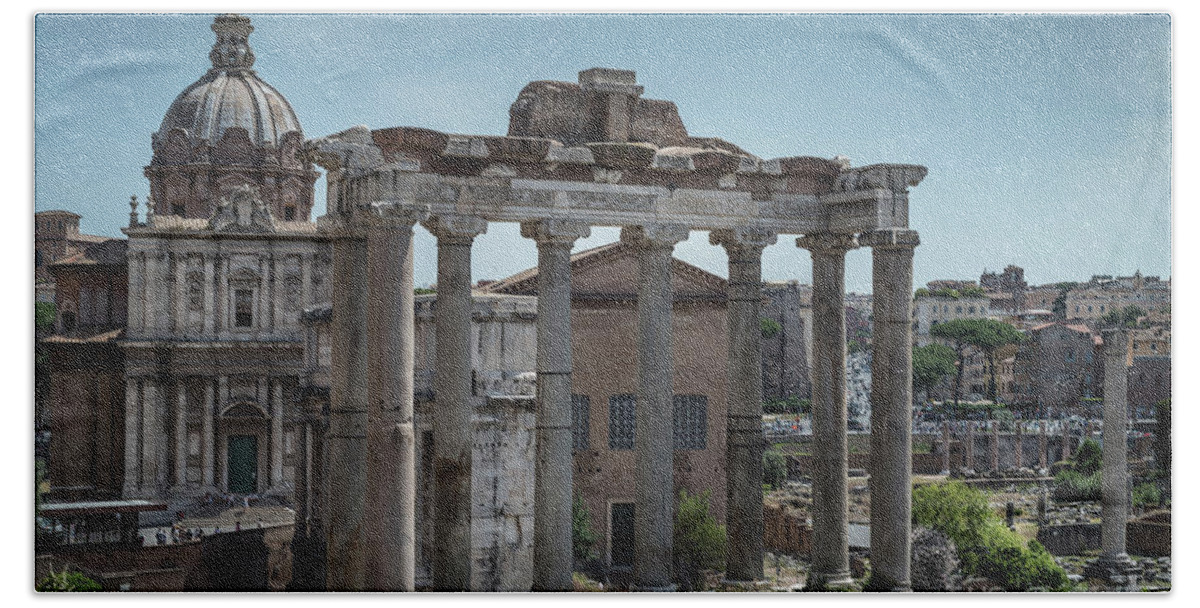 Foro Beach Towel featuring the photograph Foro Romano, Rome Italy 3 by Perry Rodriguez