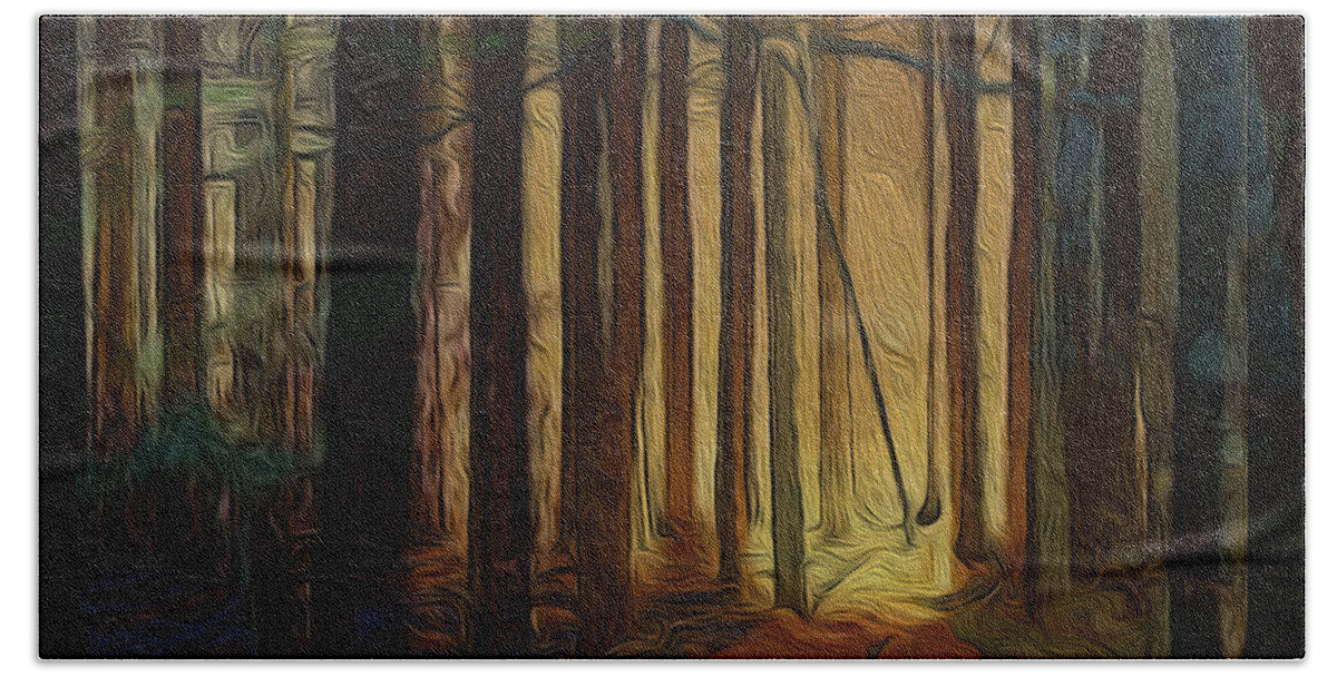 Artwork For Sale Beach Towel featuring the digital art Forrest sun by Vincent Franco