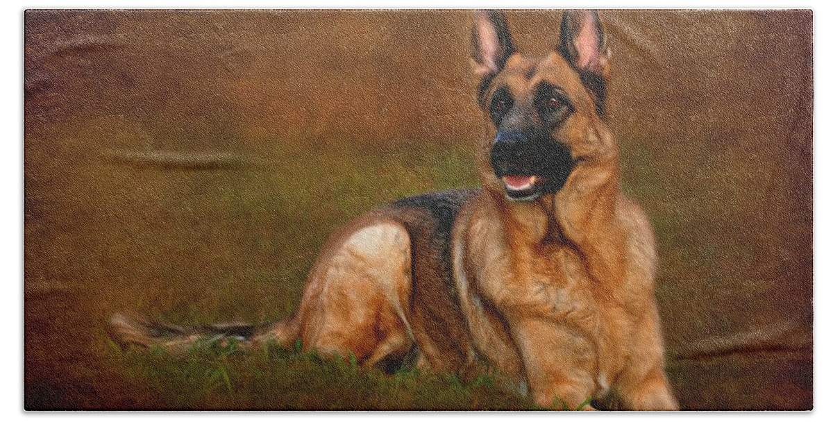 German Shepherd Dogs Beach Towel featuring the photograph Forrest The German Shepherd by Angie Tirado