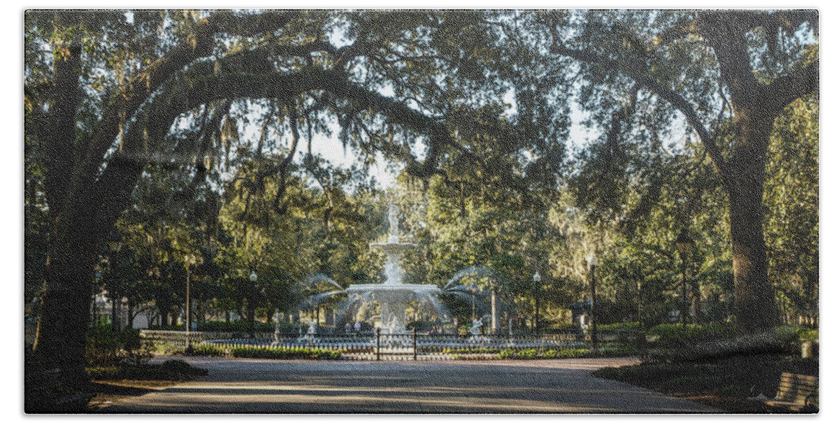 Georgia Beach Towel featuring the photograph Forsyth Park by Framing Places