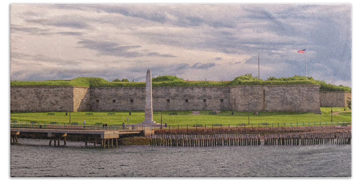 Fort Independence At Castle Island Beach Towel featuring the photograph Fort Independence At Castle Island by Brian MacLean