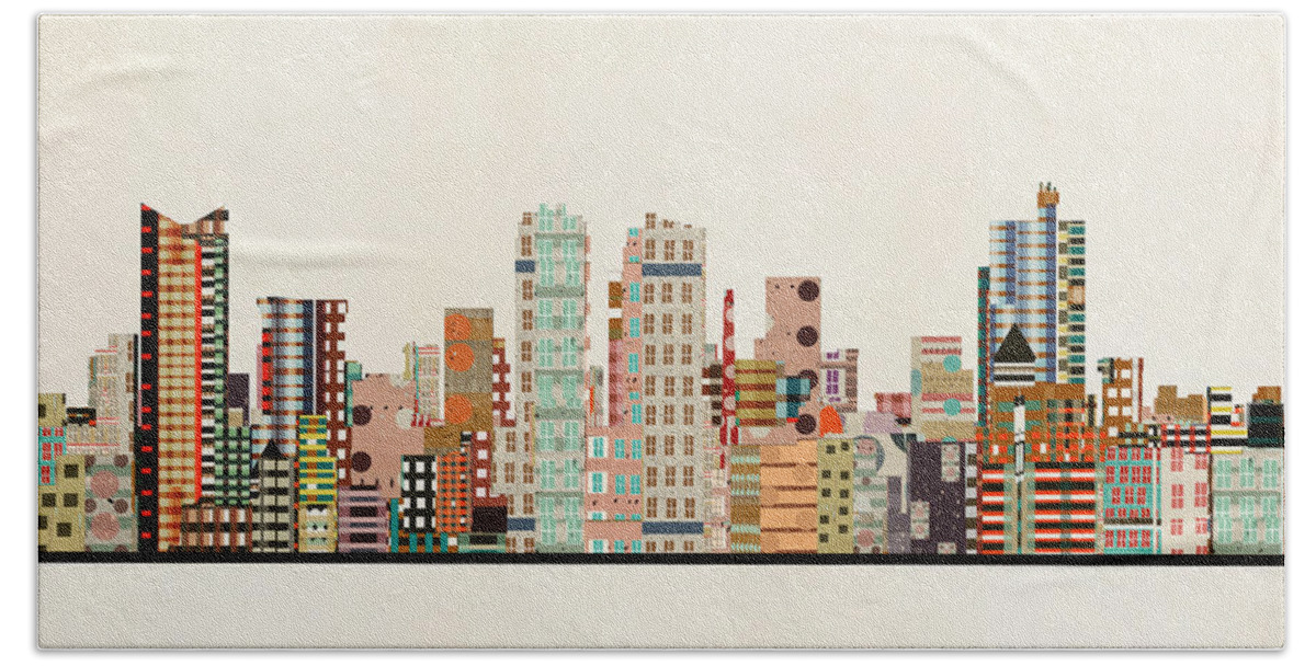 Fort Worth Texas Beach Towel featuring the painting Fort Worth Texas by Bri Buckley