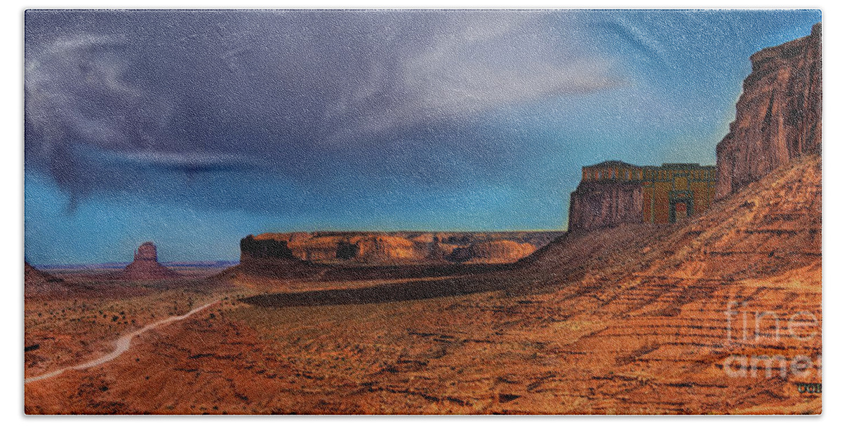 Desert Beach Towel featuring the painting Fortress by Corey Ford