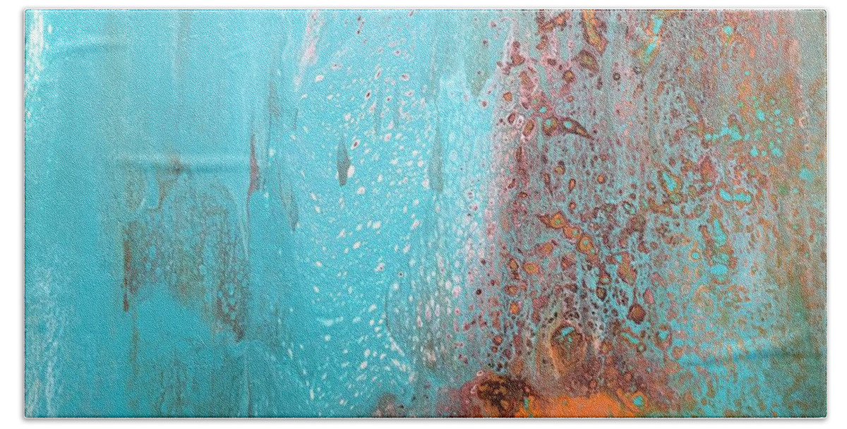 Abstract Beach Towel featuring the painting Fortuity by Soraya Silvestri