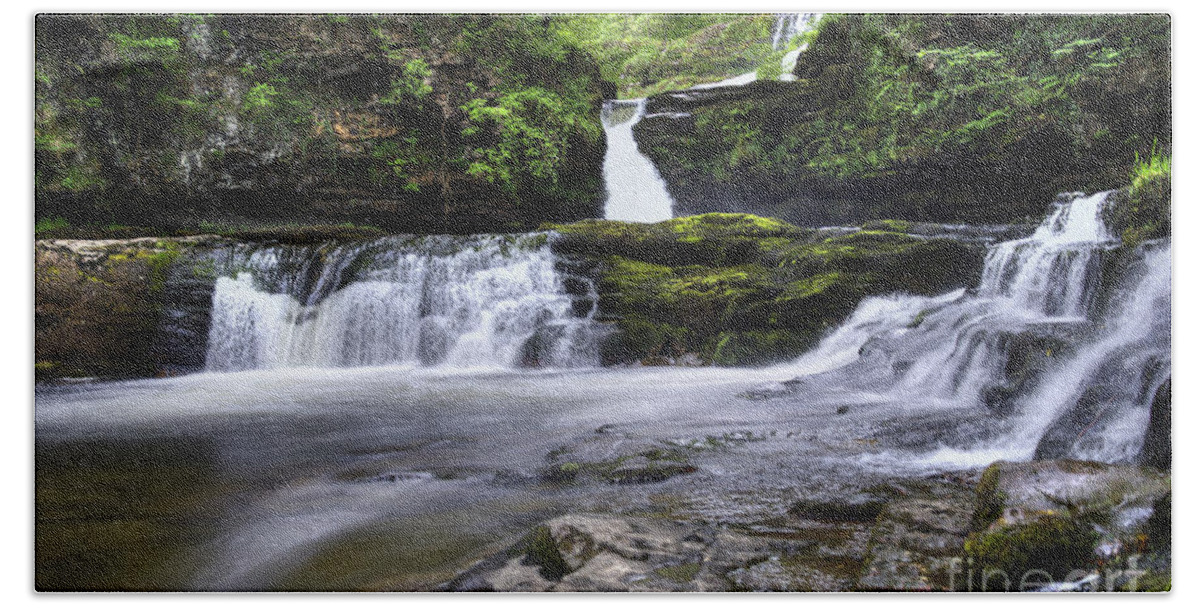Waterfall Beach Towel featuring the photograph Four falls walk waterfall 4 by Steev Stamford